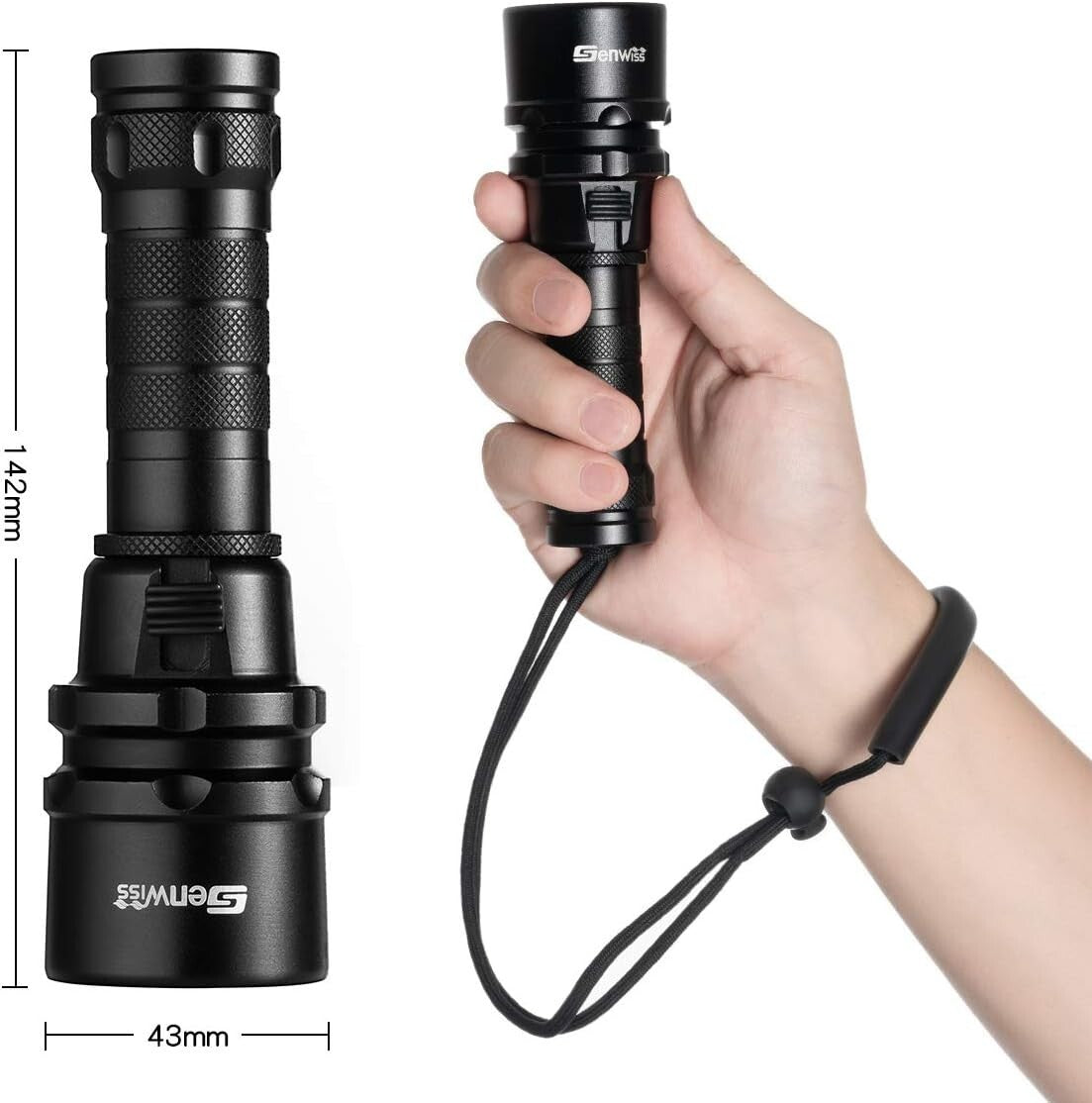 2000 Lumen Waterproof Diving Flashlight - Rechargeable LED Torch for Adventures