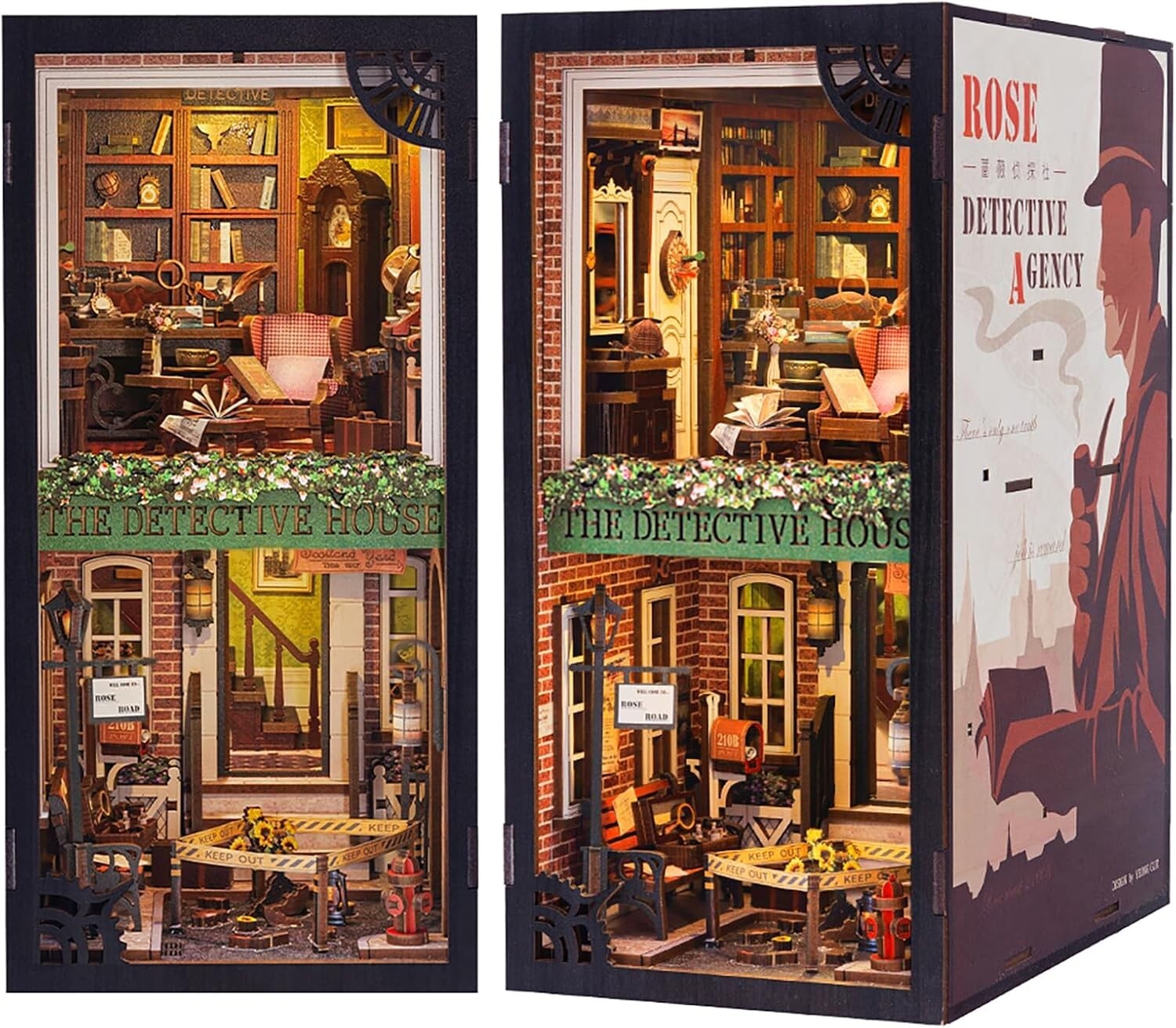 Rose Detective Agency DIY Book Nook Kit - Magical Miniature Decor with LED Light