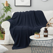 Load image into Gallery viewer, Luxurious Dark Navy Cotton Throw - Cozy Blanket with Laundering Bag Included