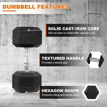 Load image into Gallery viewer, Durable 35 lb Hex Dumbbell - Rubber Coated, Non-Slip Hand Weight for Versatil...