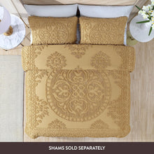 Load image into Gallery viewer, Luxurious Gold Chenille King Bedspread with Medallion Design - Vintage Charm