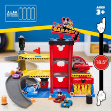 Load image into Gallery viewer, Imaginative Mickey Mouse Garage Playset with Color-Changing Vehicles &amp; Lift