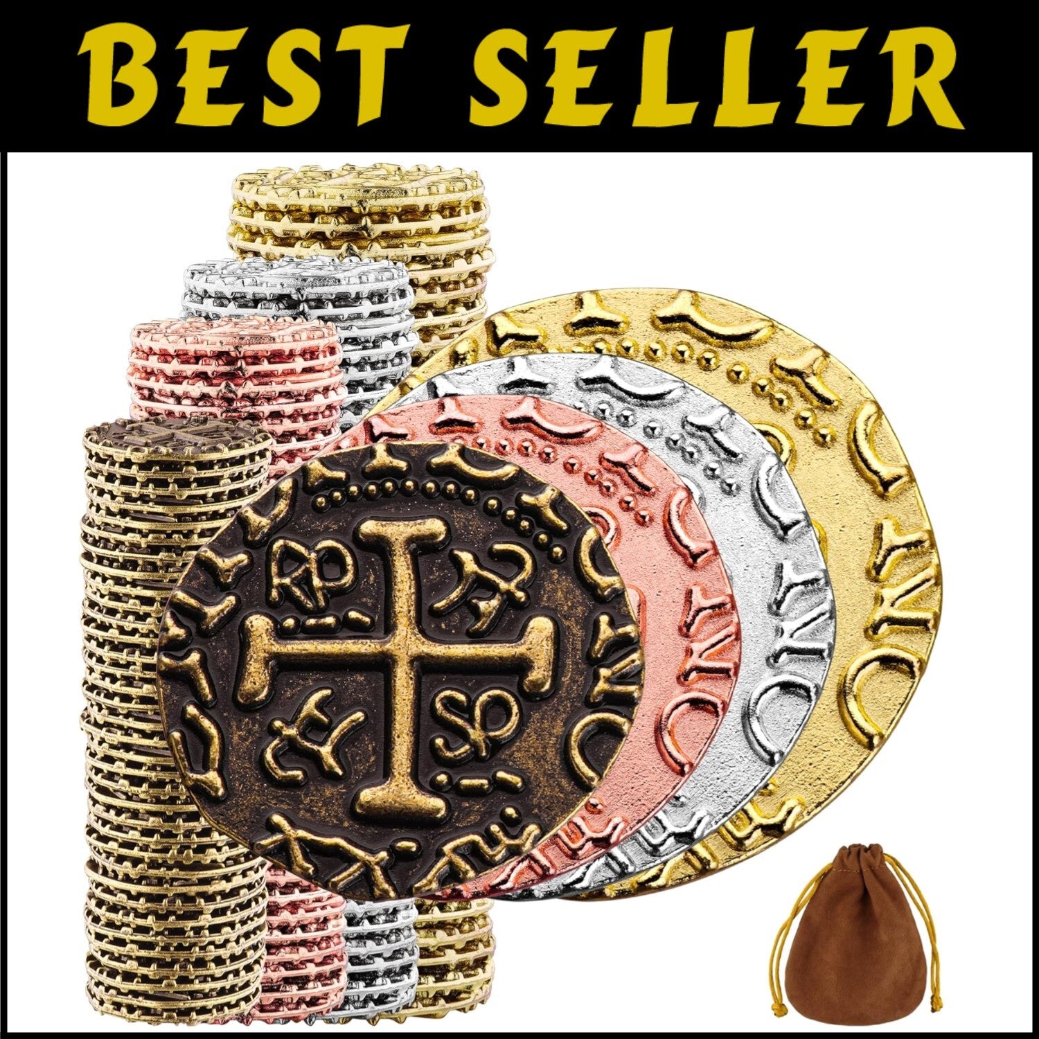 Deluxe Pirate Treasure Coins Set - D&D, Cosplay, and Party Accessories Included