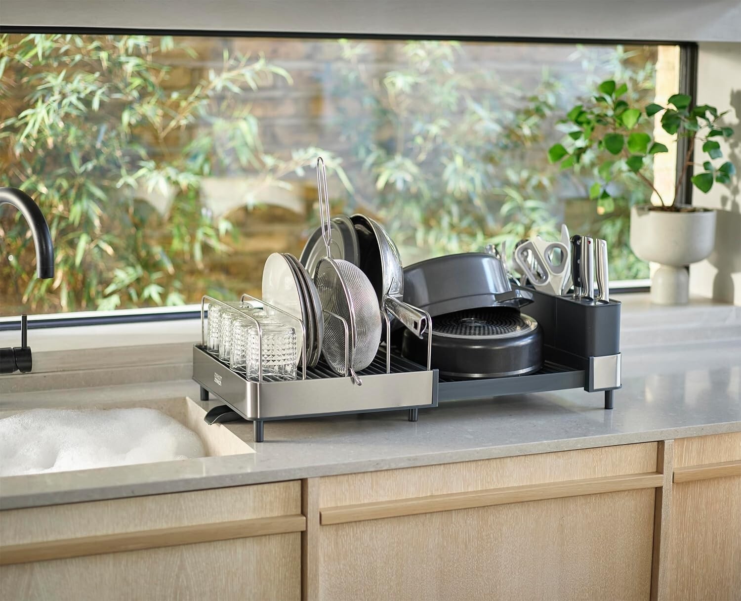 Expandable Stainless Steel Dish Drying Rack with High Capacity for Cookware