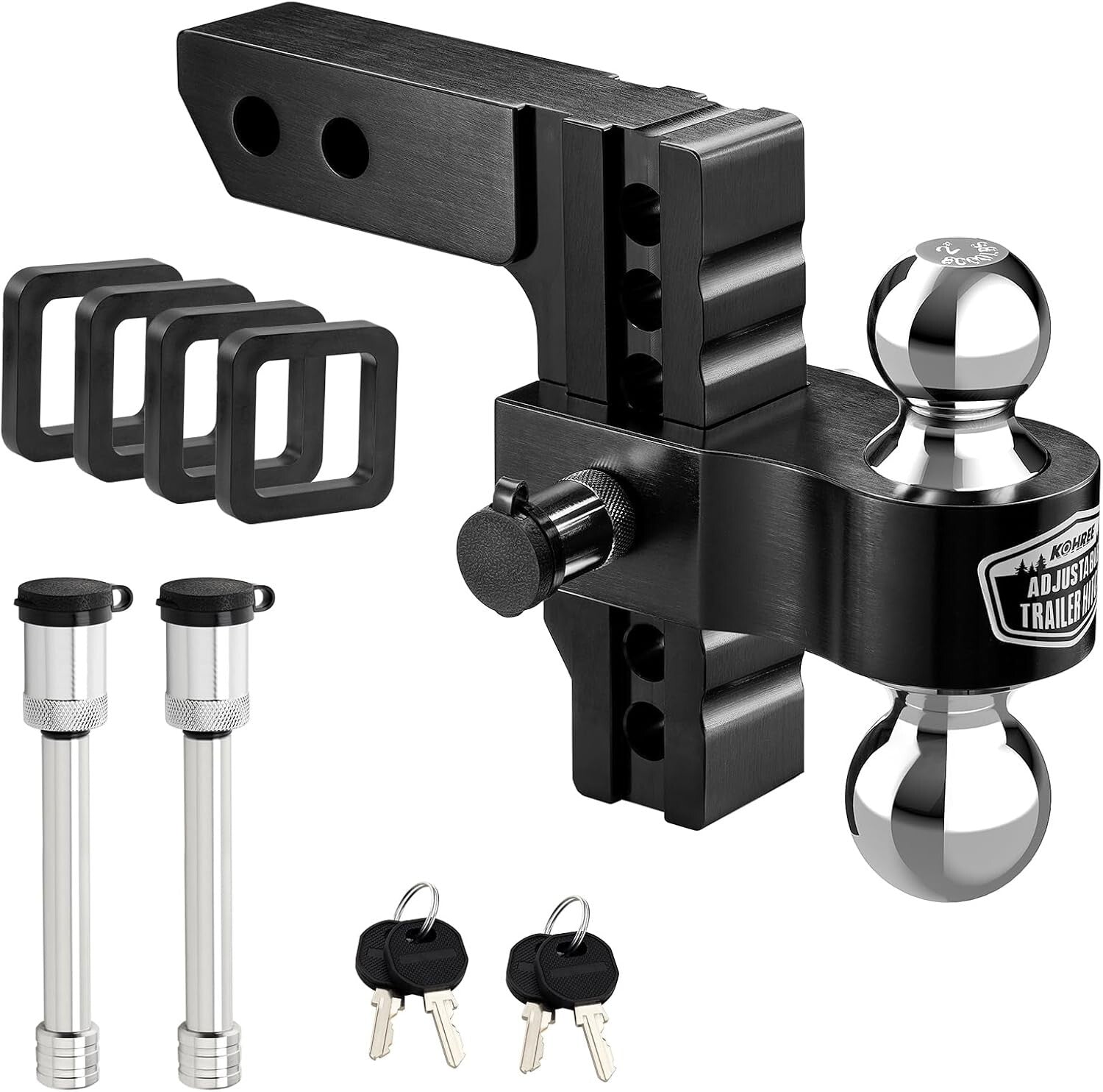 High-Strength 6" Adjustable Tow Hitch for RVs & Trailers - Locking Pin Included