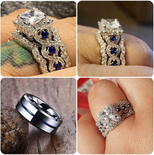 Load image into Gallery viewer, Elegant Wedding Rings Set for Couples - 925 Sterling Silver &amp; Tungsten Bands