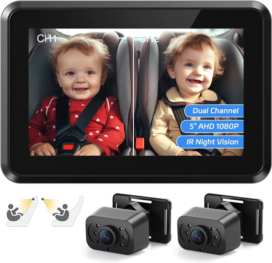 Easy Install Baby Car Camera with 1080P Display - For Safe Travels with Twins