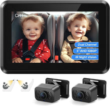 Load image into Gallery viewer, Easy Install Baby Car Camera with 1080P Display - For Safe Travels with Twins