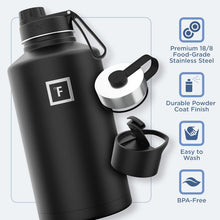 Load image into Gallery viewer, Premium 64 oz Stainless Steel Hydration Bottle with Leak-Proof Lids – Dark Night