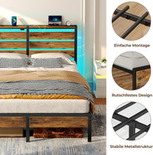 Load image into Gallery viewer, Multi-Functional King Bed Frame with USB Ports, LED Lights &amp; Storage Solutions