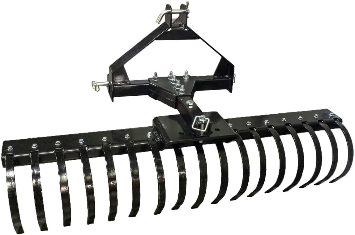 Versatile 3-Point CAT-0 Rake with Adjustable Tines for Landscaping Professionals