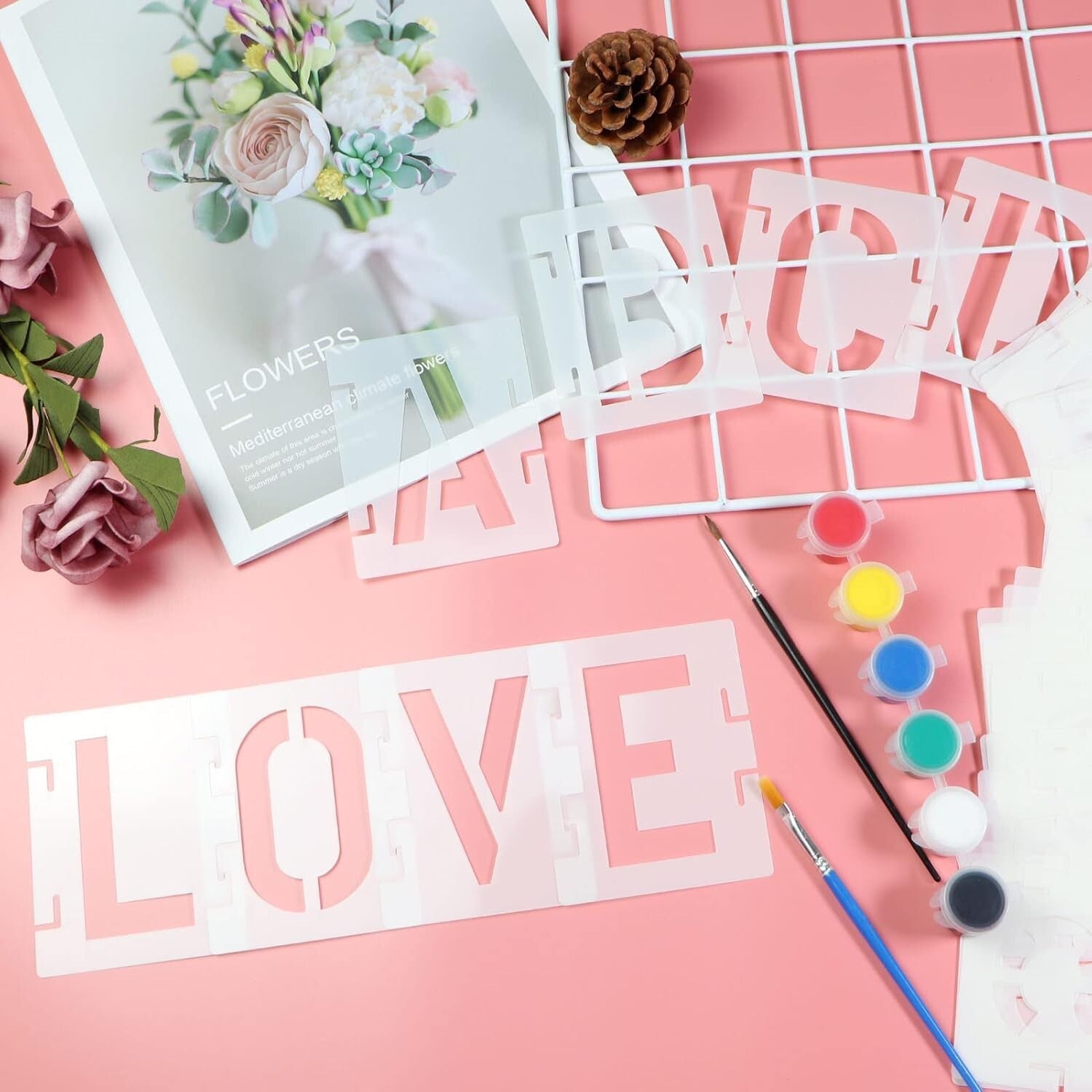 Eco-Friendly 42-Piece Stencil Kit - Letters, Numbers, and Symbols for Crafting