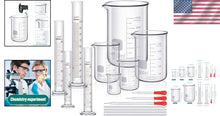 Load image into Gallery viewer, Multi-Size Borosilicate Glass Beaker &amp; Measuring Cylinder Set for Experiments