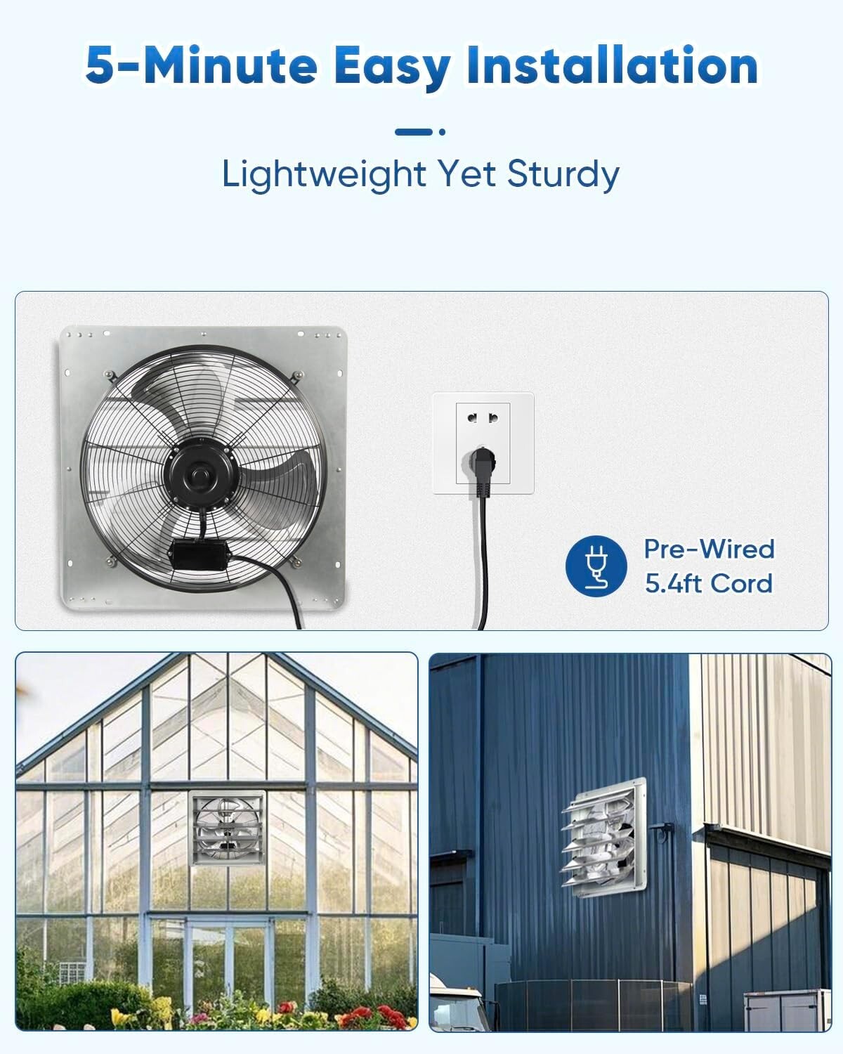 Durable 20 Inch Bladeless Wall Vent Fan - Effortless Setup, 3500 CFM Capacity