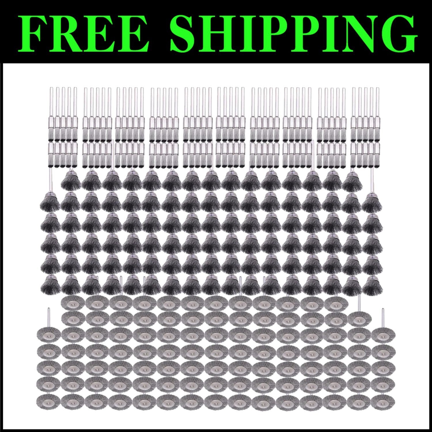 Heavy-Duty 300-Pack Wire Brushes with Sturdy Handles for All Rotary Tools