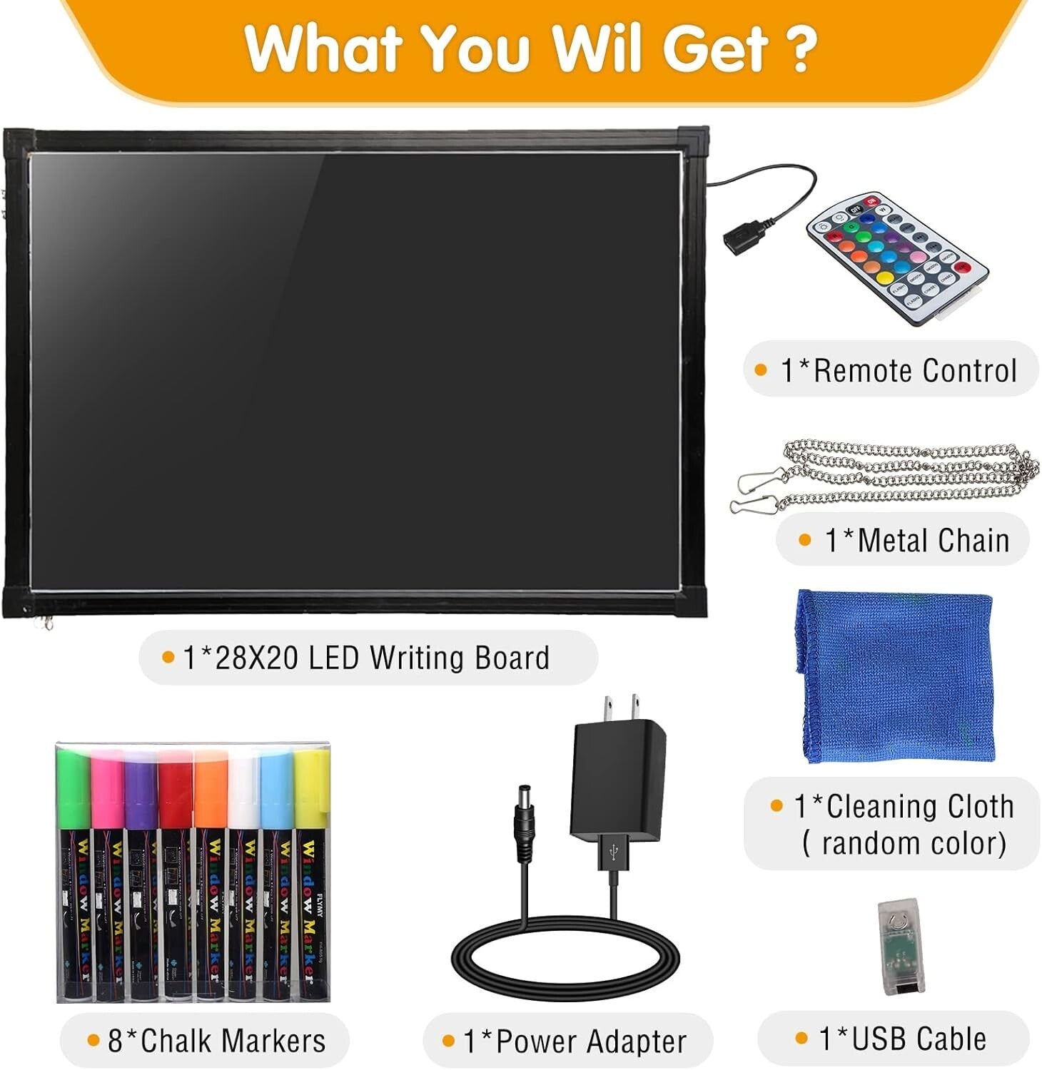 Versatile LED Message Board: 28'' x 20'' Erasable Sign with Remote Control