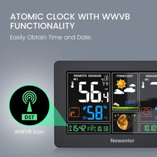Load image into Gallery viewer, Modern Black Wireless Weather Station with Temperature, Humidity &amp; Time Display