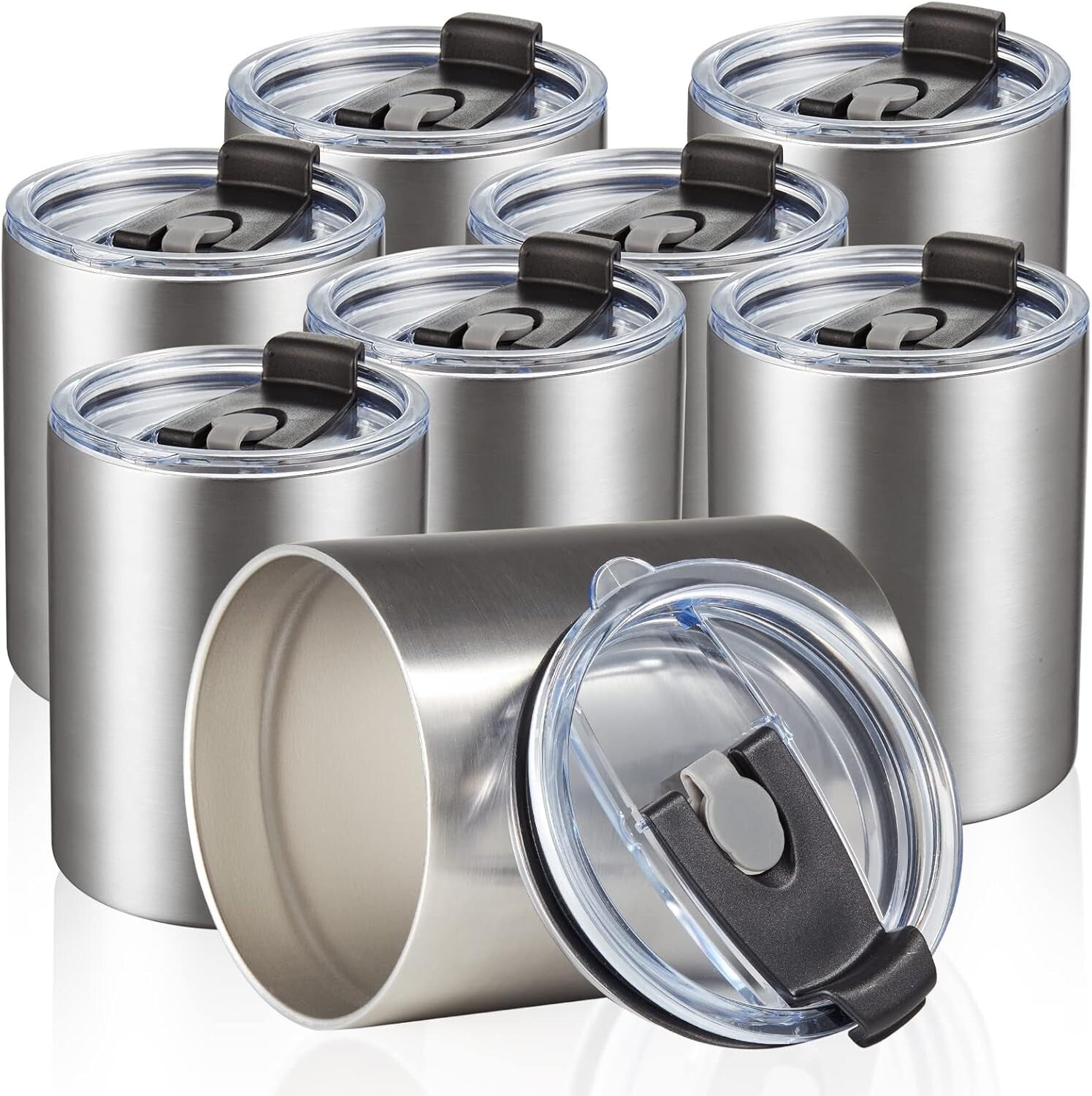 Premium 8 Pack Double Wall Coffee Cups - Reusable Tumblers for Hot & Cold Drinks