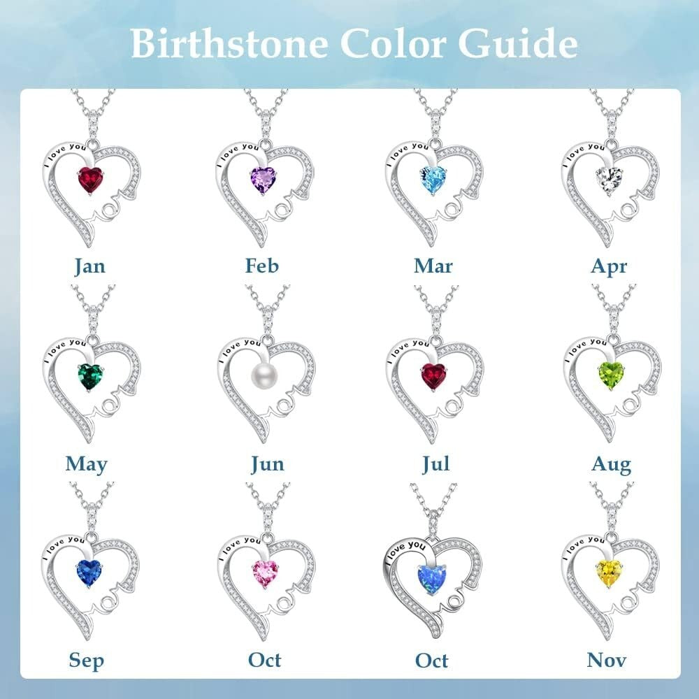 Elegant May Birthstone Mom Necklace - Sterling Silver Heart Pendant Gift Boxed