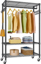 Load image into Gallery viewer, Compact Garment Rack with Lockable Wheels &amp; 374 lbs Capacity for Small Spaces