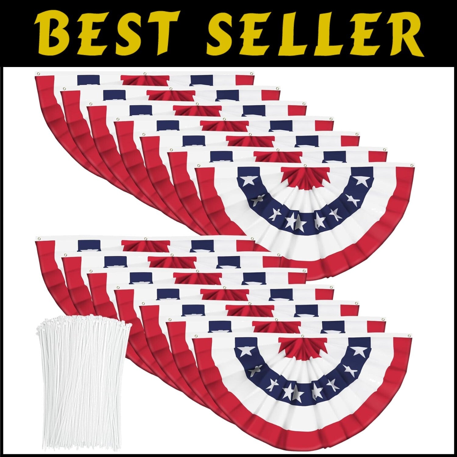 Durable American Pleated Fan Flag - Outdoor Half Fan Banner for Celebrations