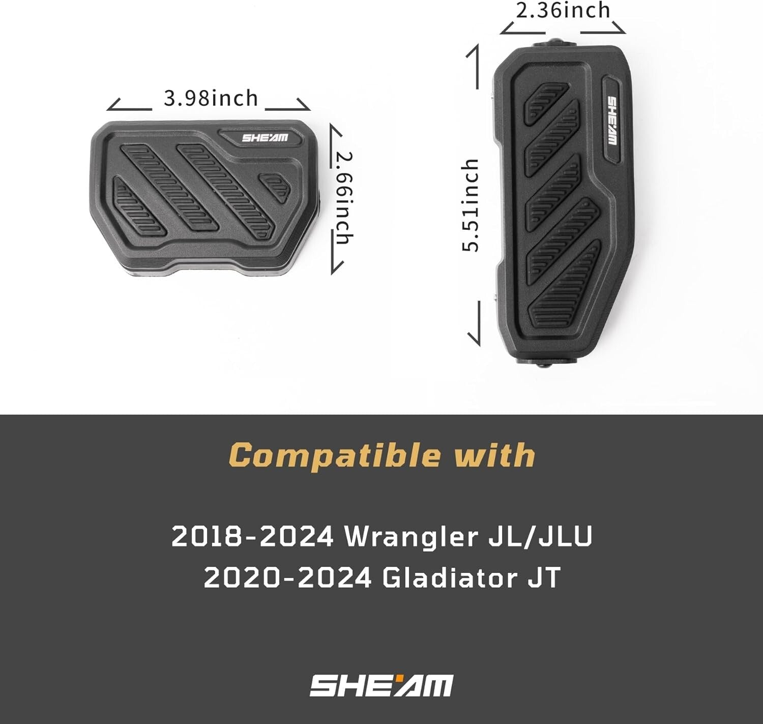 Anti-Slip Aluminum Pedal Pad Kit for 2018-2025 Wrangler & Gladiator JT