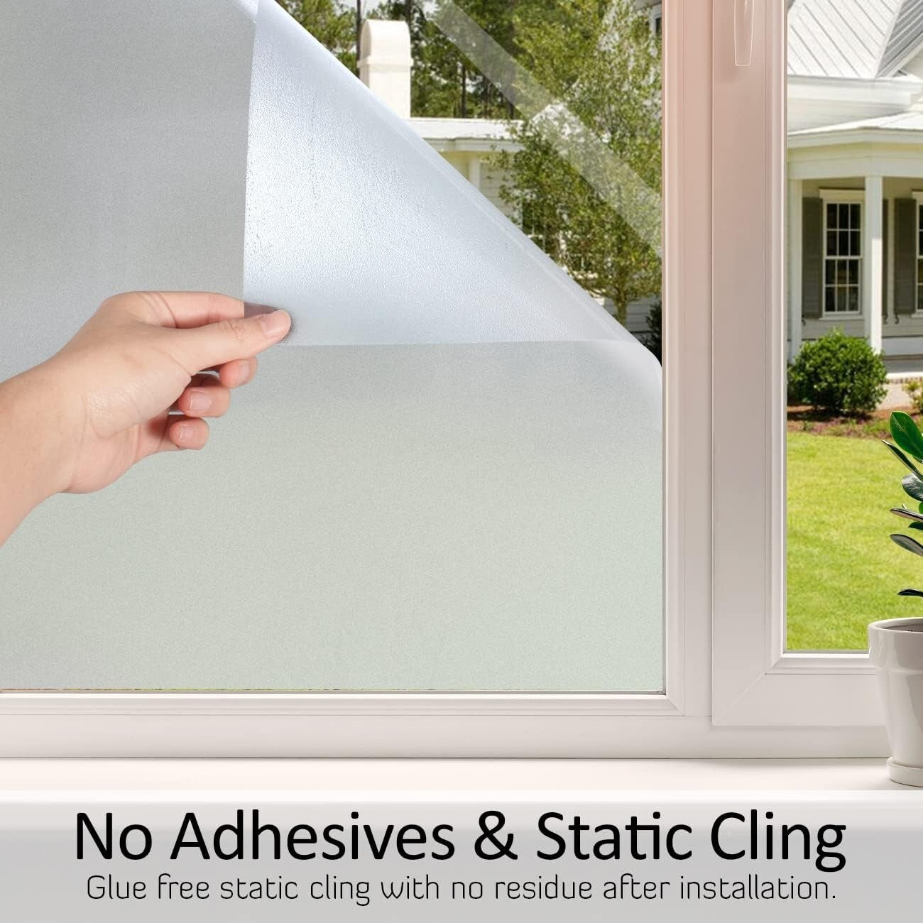 Reusable Static Cling Frosted Window Film - 35.4 x 32.8 Feet for Privacy