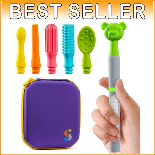 All-in-One Oral Sensory Stimulation Kit with Soft Textured Heads and Storage Bag