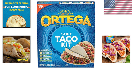 Convenient Taco Dinner Kit: 10 Soft Flour Tortillas & Taco Sauce, 12 Packs