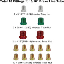 Load image into Gallery viewer, 25ft Copper-Nickel Brake Line Set – 1/4 &amp; 3/16 Tubing with 32 Fittings included