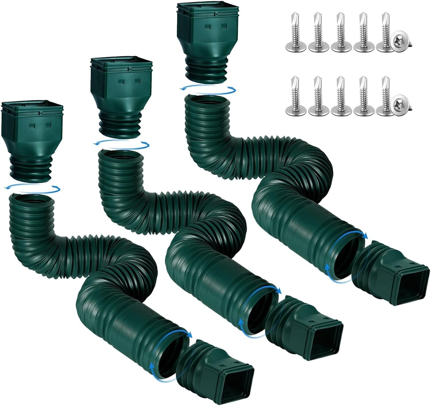 Adjustable Rain Water Downspout Extenders - Flexible, Durable & Easy to Install
