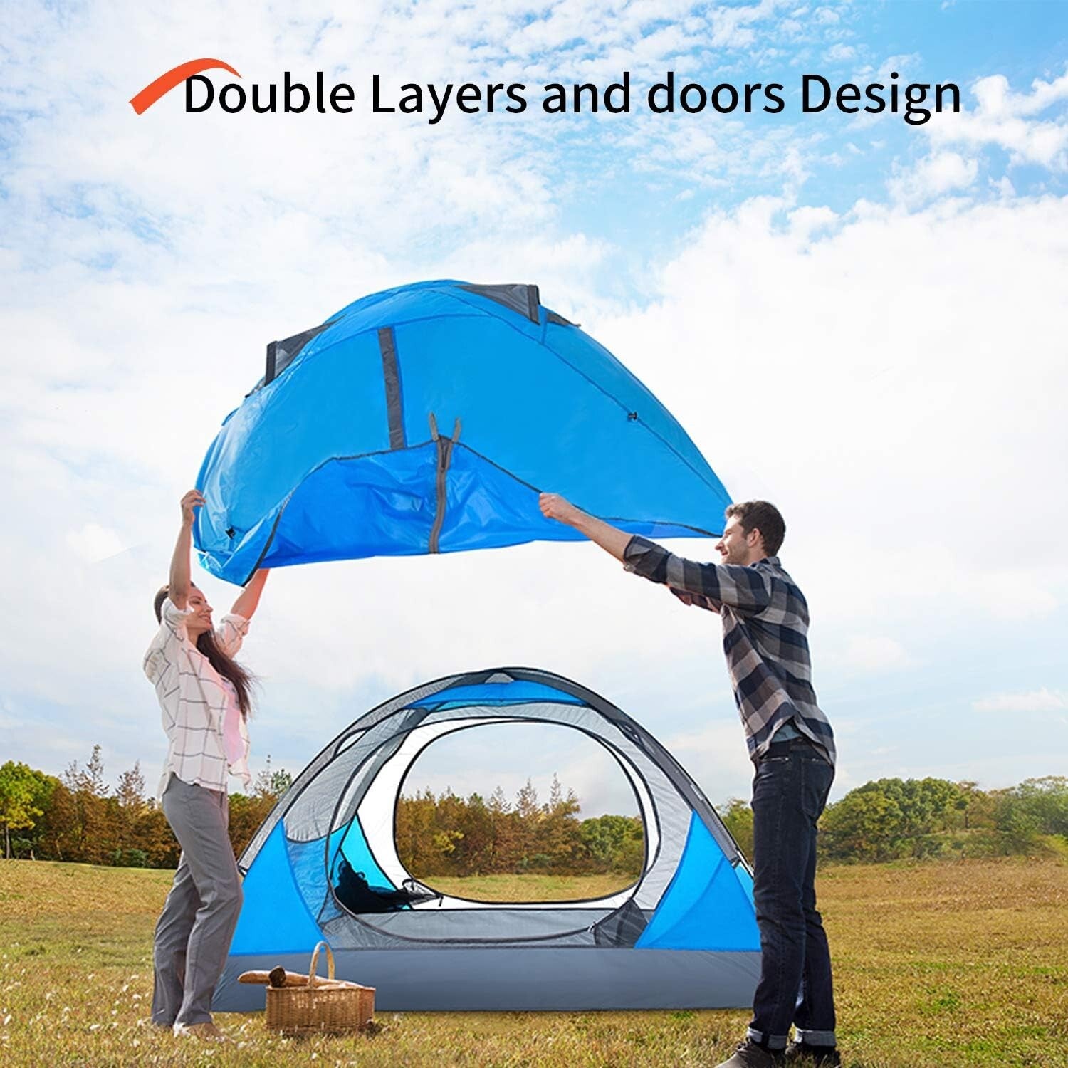 Durable Double Layer Backpacking Tent for 2 Persons - Waterproof & Easy Setup