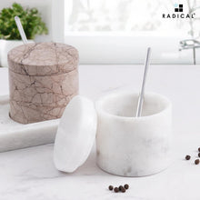 Load image into Gallery viewer, Handmade Marble Salt Cellar Set with Tray - Elegant Spice Holder for Kitchen