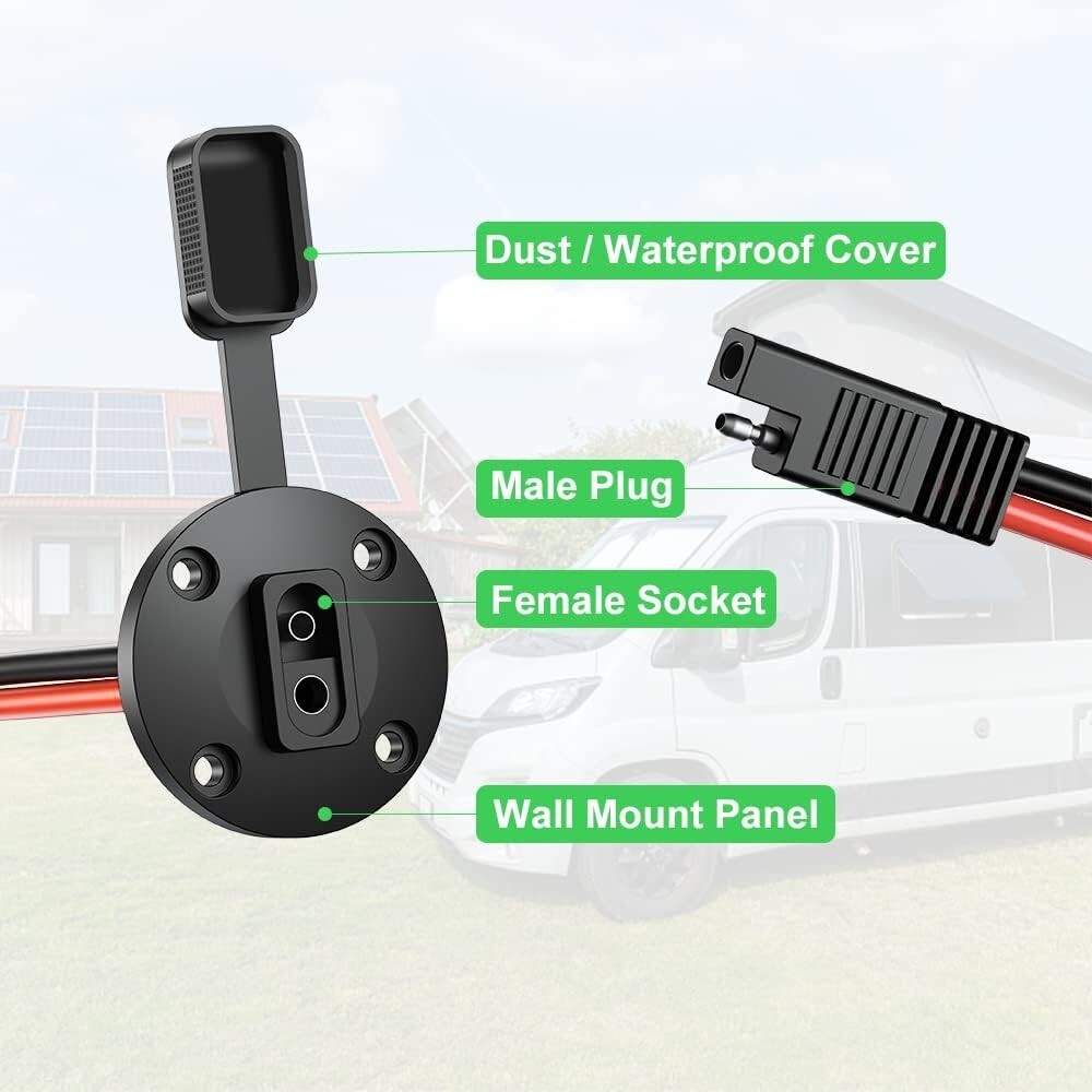 10AWG Weatherproof SAE Connector Sidewall Port with Quick Connect Adaptors