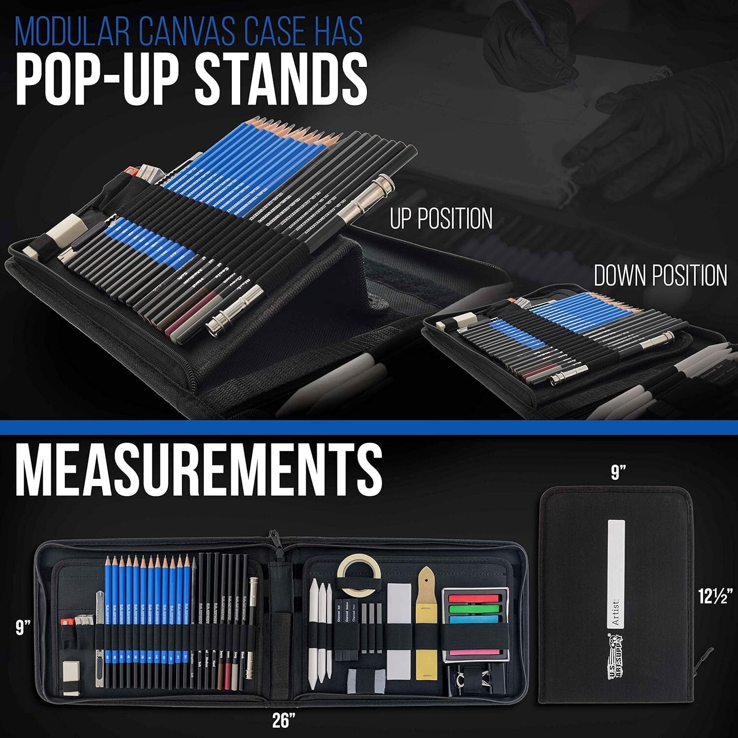 54-Piece Sketching Set in Pop-Up Carry Case - Ideal for Passionate Artists