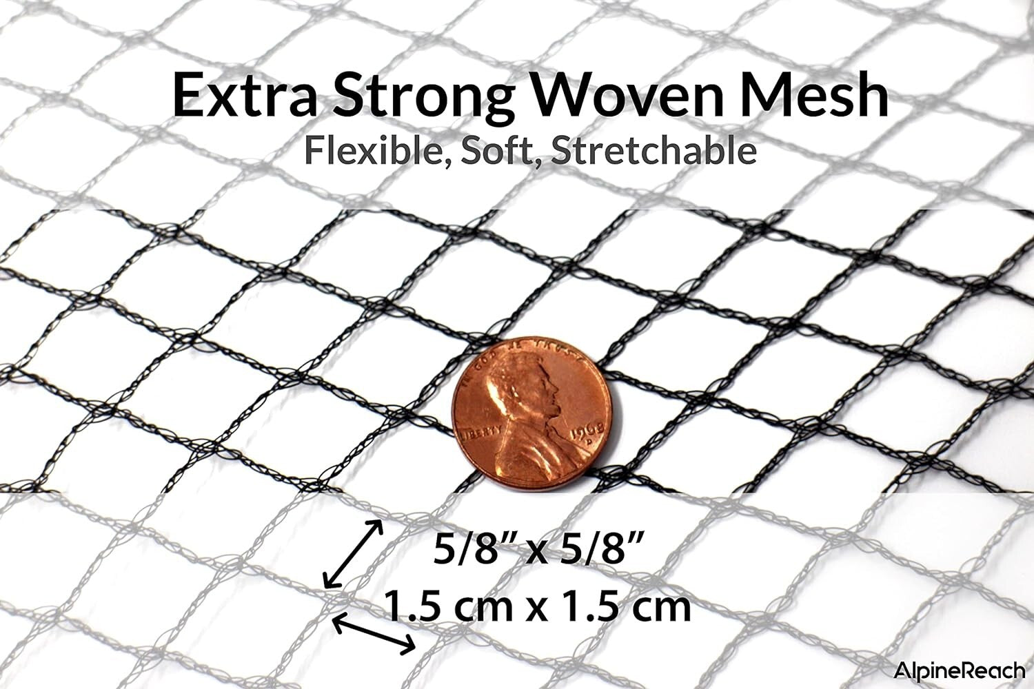 Extra Strong 15 x 50 ft Garden Netting for Deer and Pest Protection - Black Mesh