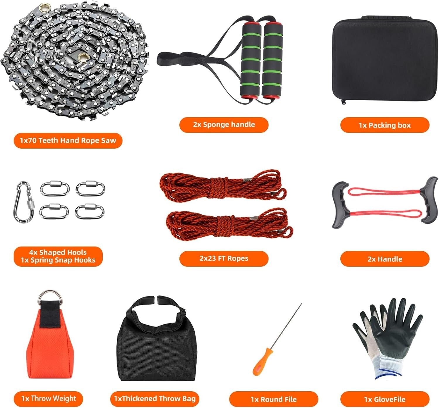 Double-Sided 55-Inch Rope Chainsaw for High Limb Access - Portable & Efficient