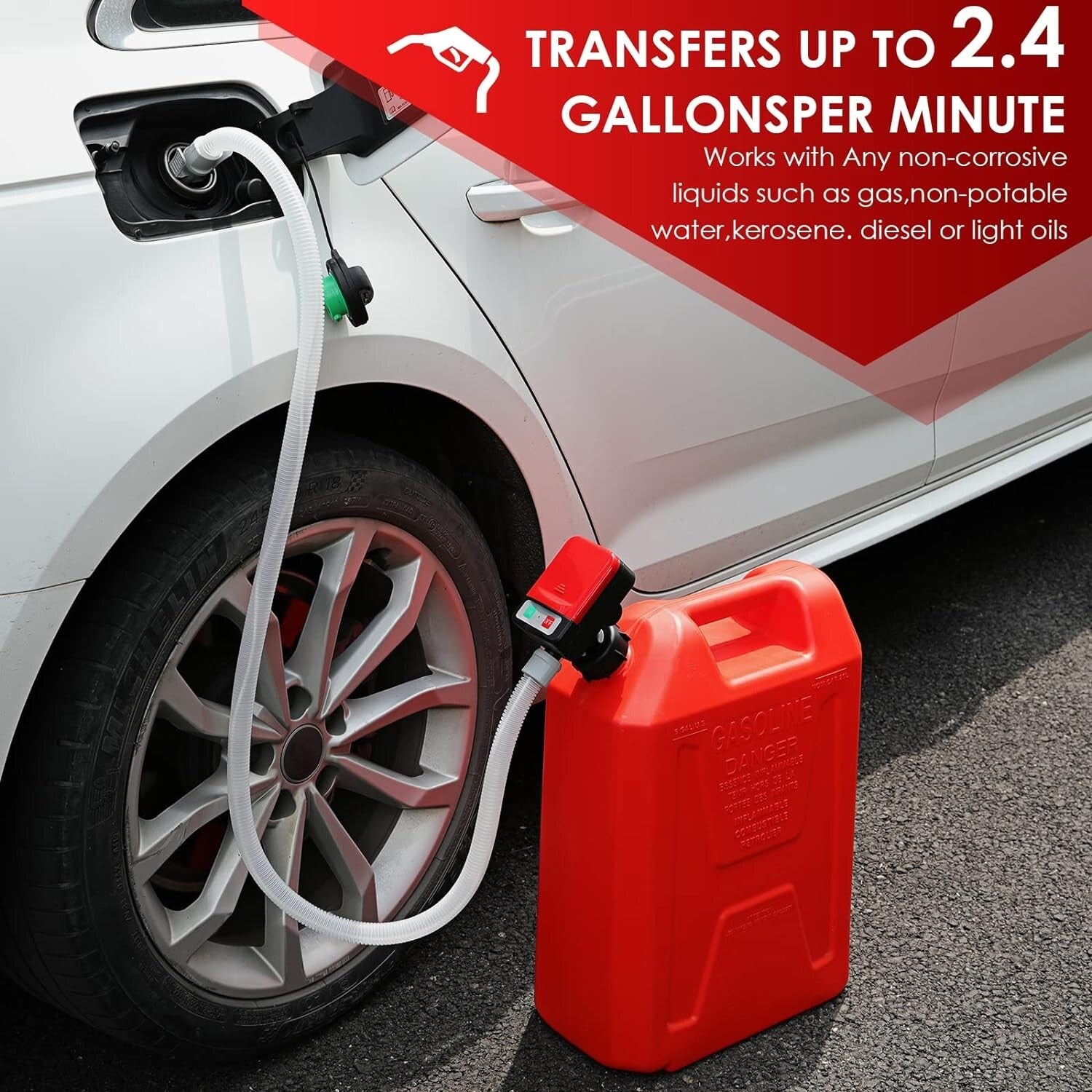 Efficient Fuel Transfer Pump – Delivers 2.4 GPM with Long Hose & Quiet Operation