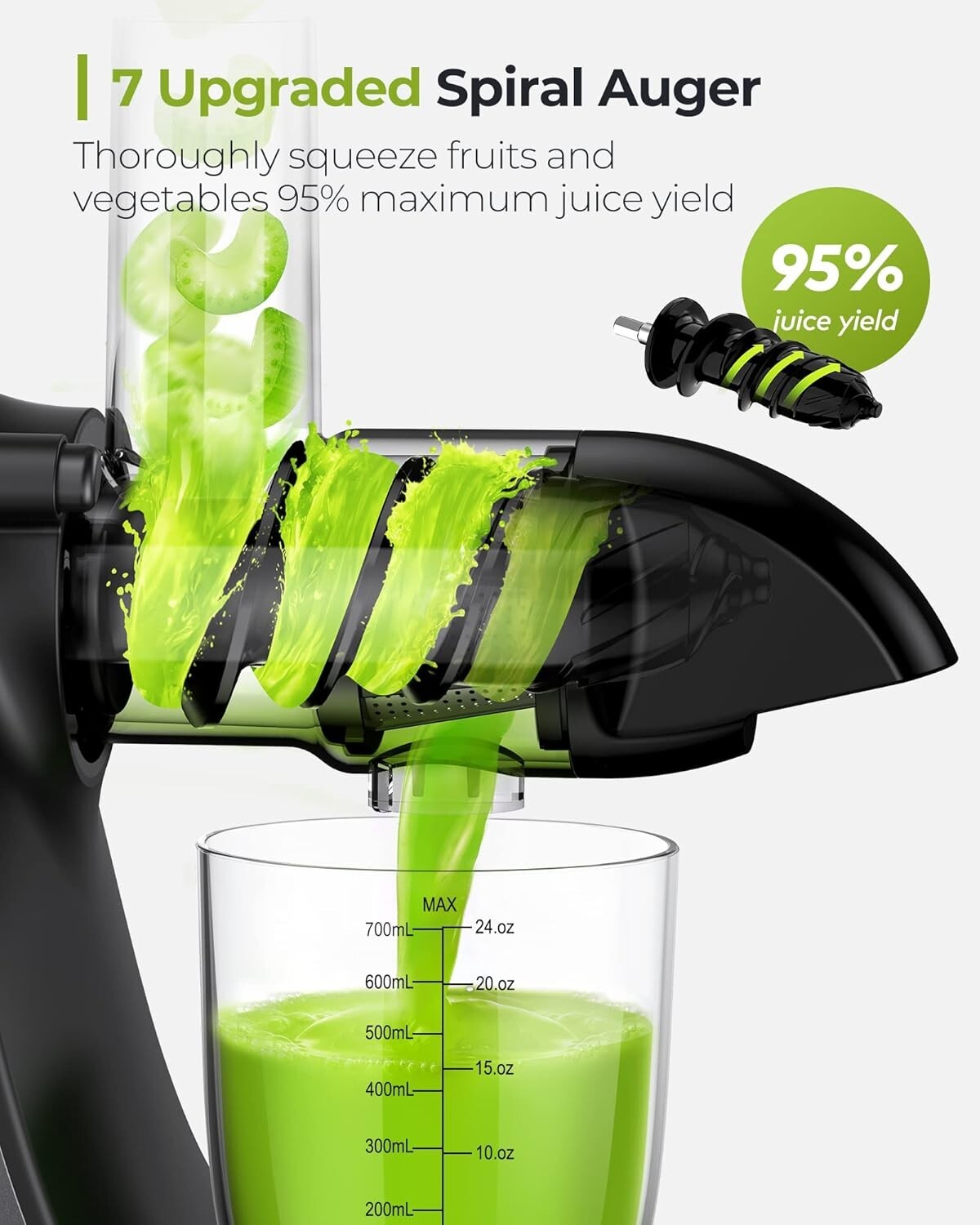 BPA-Free Cold Press Juicer with 2 Speeds & 1.5-Pound Capacity for Healthy Juices