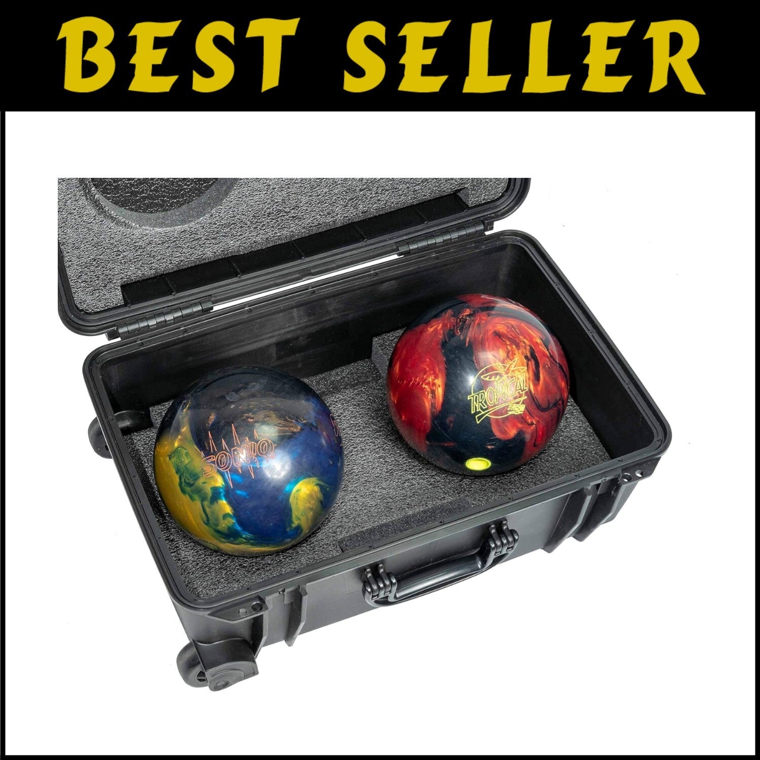 Wheeled Travel Bowling Ball Case with Custom Foam Insert for Maximum Protection
