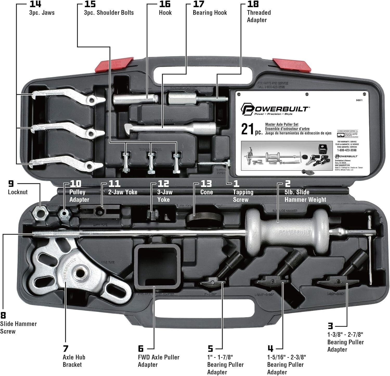 All-in-One Axle Puller and Slide Hammer Tool Set - 21 Pieces for Vehicle Repair