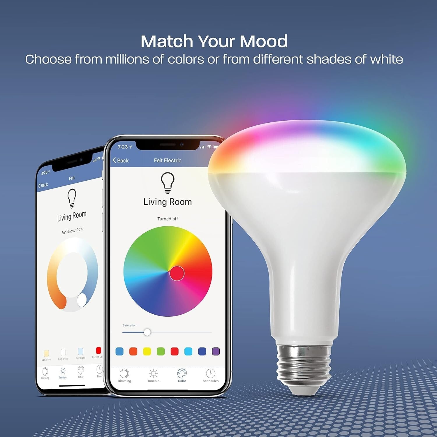 Energy-Efficient BR30 Smart LED Light Bulbs, 6-Pack with Color Changing Features