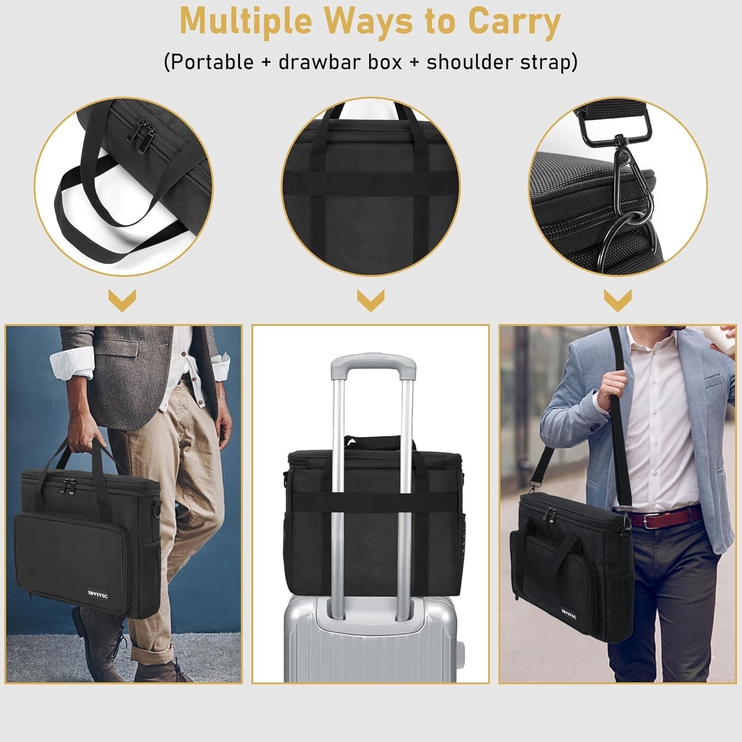 Durable Black Microphone Carrying Case with Foam & Adjustable Shoulder Strap