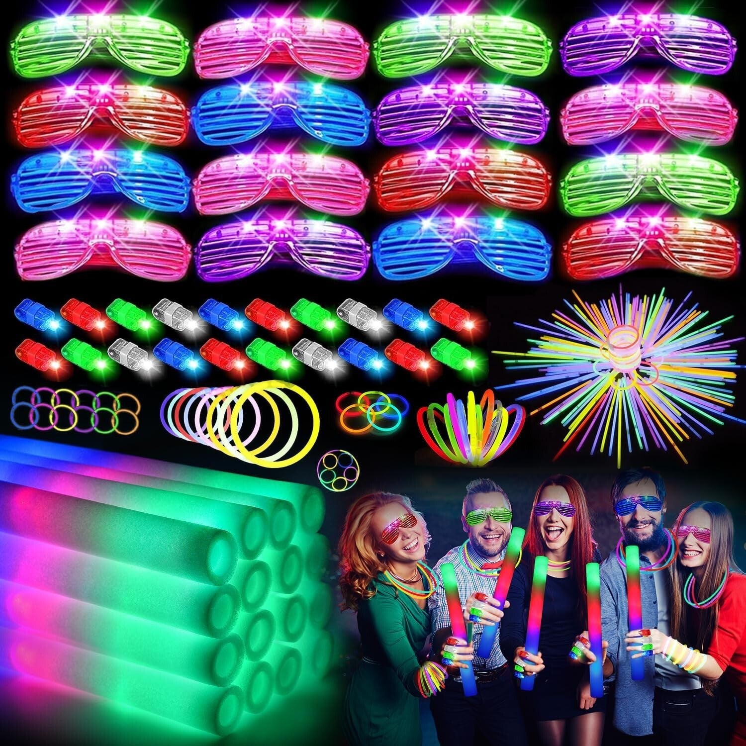168 PCS Ultra-Bright Glow Sticks Pack for Parties, Weddings & Halloween Fun