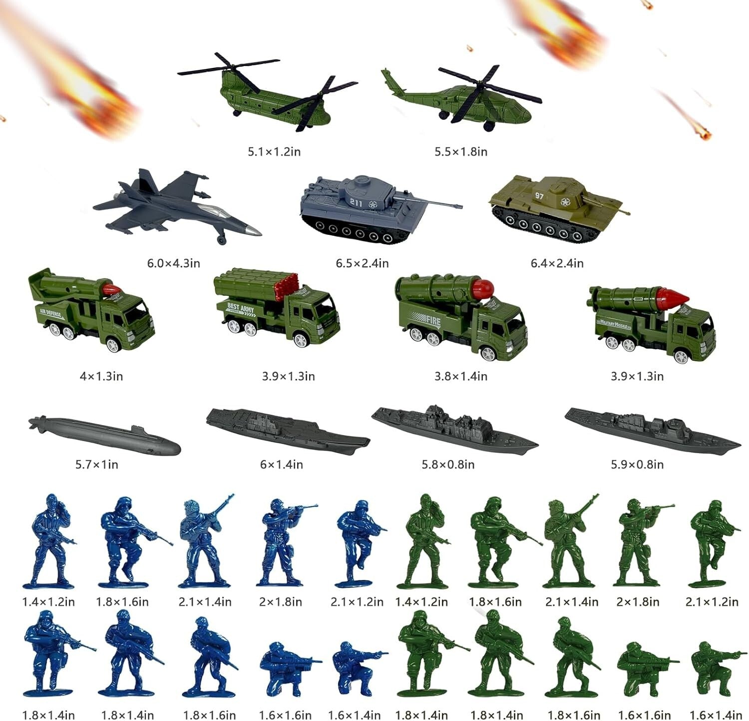 Adventurous Army Men Playset - Includes Battle Mat & Diverse Military Vehicles