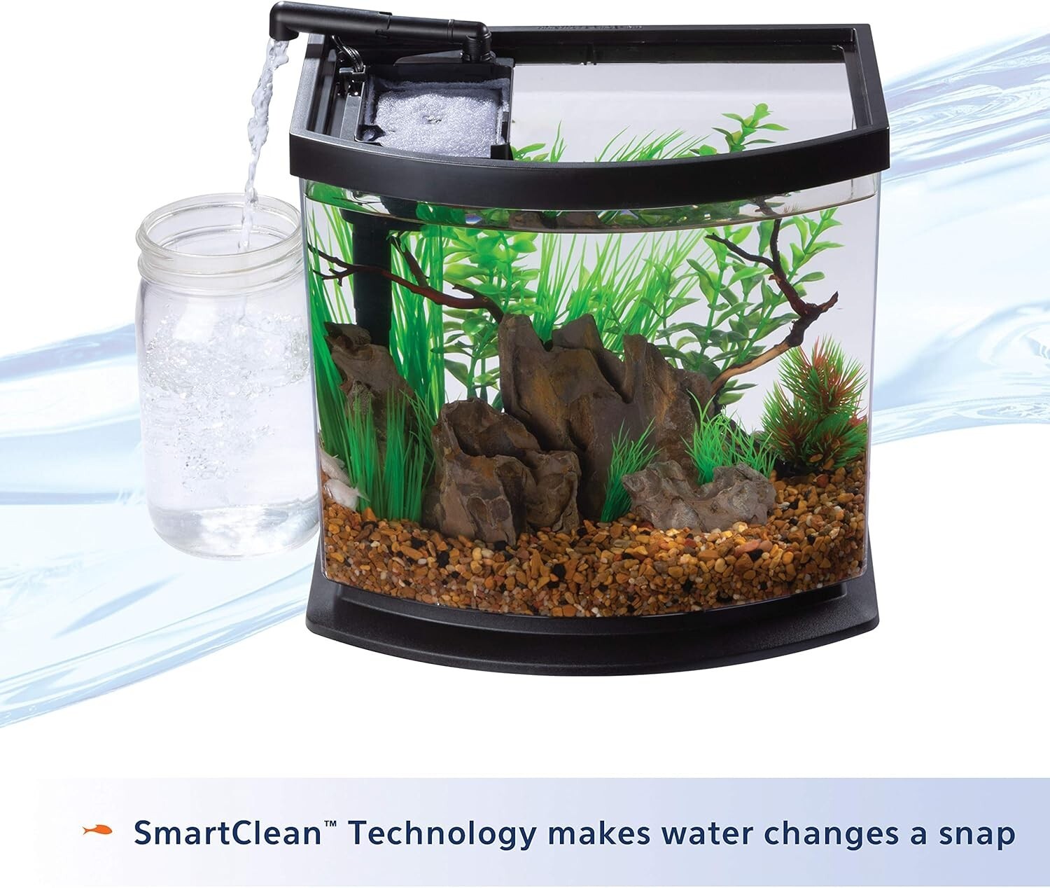 Acrylic Desk Aquarium Kit - 2.5 Gallon LED Fish Tank with SmartClean System