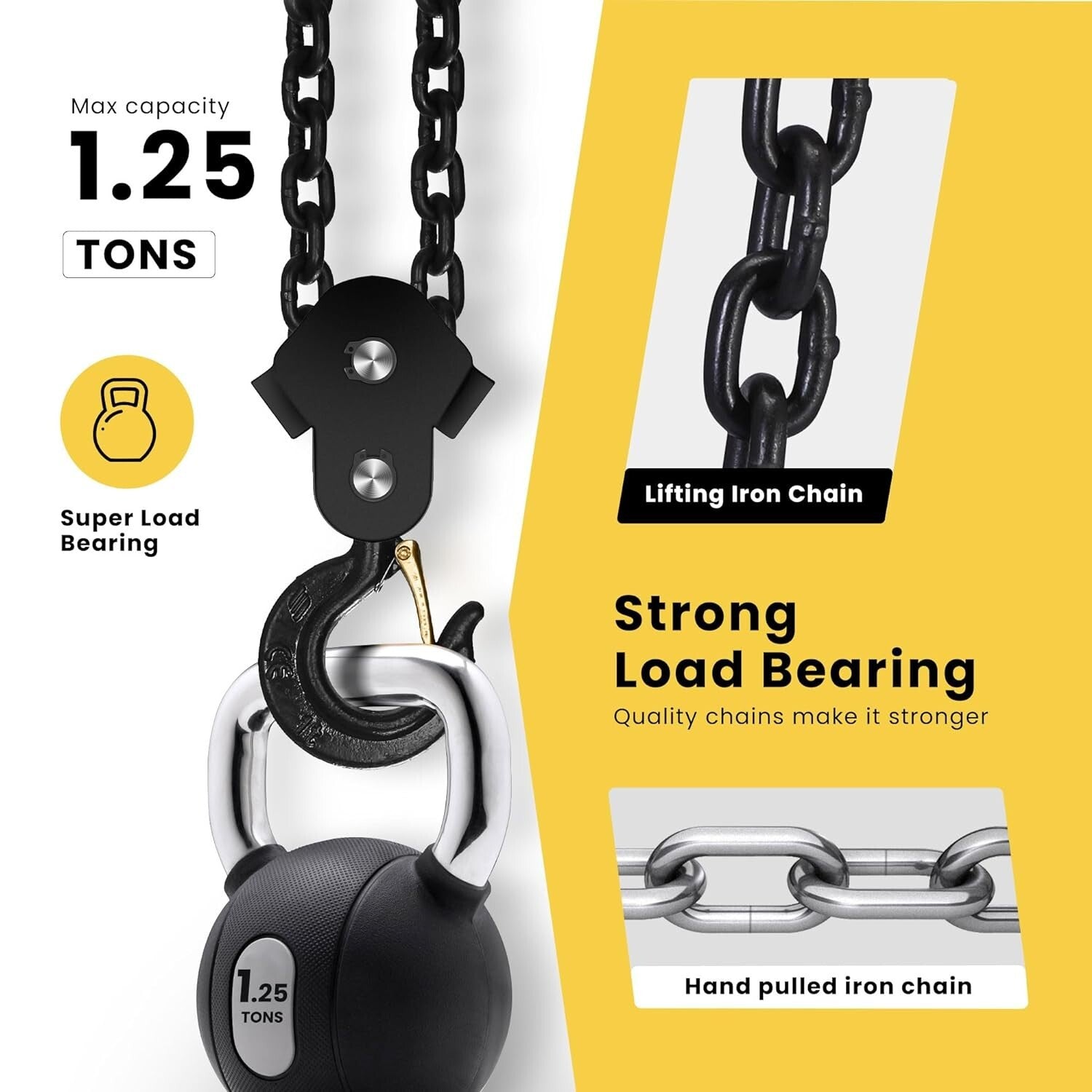 Versatile 1 Ton Manual Chain Hoist for Factories and Workshops - Safe & Sturdy