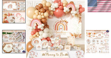 Load image into Gallery viewer, Elegant Boho Baby Shower Decorations - Complete Kit with Backdrop &amp; Tableware