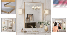Load image into Gallery viewer, 24''X32'' Gold Bathroom Mirror with Anti-Rust Brushed Frame, Mounts Horizontally
