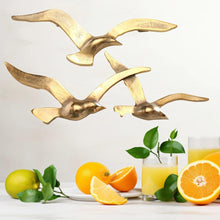 Load image into Gallery viewer, Polished Gold Aluminum Bird Wall Art Set – Handcrafted Elegance for Home Decor